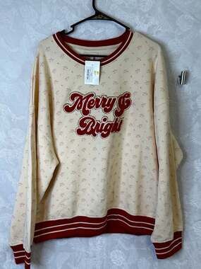 Simply Southern Collection Merry & Bright Floral Varsity Sweatshirt XXL
